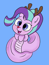 Size: 768x1024 | Tagged: safe, artist:ponetistic, character:starlight glimmer, species:lamia, antlers, christmas, female, holiday, lamiafied, original species, red nosed reindeer, snake pony, solo, species swap