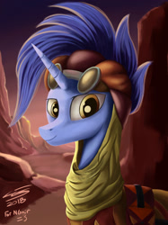 Size: 1280x1707 | Tagged: safe, artist:sigilponies, character:hoo'far, species:pony, species:unicorn, episode:on the road to friendship, clothing, looking at you, male, saddle arabian, signature, smiling, smiling at you, solo, stallion, three quarter view