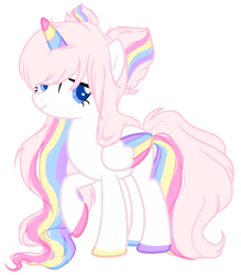 Size: 600x684 | Tagged: safe, artist:sugarplanets, oc, species:alicorn, species:pony, colored wings, female, mare, multicolored horn, multicolored wings, simple background, solo, transparent background