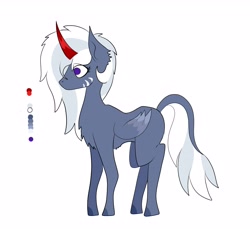 Size: 3952x3616 | Tagged: safe, artist:waffletheheadmare, oc, oc only, oc:alaska, species:kirin, colored wings, female, fur, horn, multicolored hair, multicolored wings, red horn, simple background, white background, winged kirin, wings