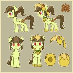 Size: 960x960 | Tagged: safe, artist:thenecrobalam, oc, oc only, oc:tailcoatl, species:pegasus, species:pony, nation ponies, armor, aztec, cutie mark, female, mare, mexico, ponified, reference sheet