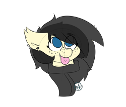 Size: 5400x4600 | Tagged: safe, artist:diane-thorough, oc, oc:melody, species:bat pony, species:pony, absurd resolution, bust, clothing, freckles, happy, piercing, scarf, solo, tongue out