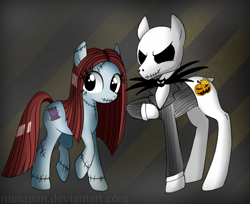 Size: 893x729 | Tagged: safe, artist:musapan, jack skellington, ponified, sally, the nightmare before christmas