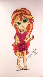 Size: 1120x1984 | Tagged: safe, artist:alienpauline483, character:sunset shimmer, equestria girls:spring breakdown, g4, my little pony: equestria girls, my little pony:equestria girls, spoiler:eqg series (season 2), barefoot, feet, female, hands behind back, looking at you, solo