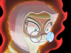 Size: 864x648 | Tagged: safe, artist:tehwatever, character:desert flower, species:pony, angry, aura, furious, glasses, glow, hijab, meme, shrunken pupils, simple background, solo, somnambula resident, triggered, vein bulge