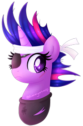Size: 1192x1808 | Tagged: safe, artist:kimmyartmlp, character:twilight sparkle, species:pony, eyepatch, female, future twilight, mare, scar, simple background, solo, transparent background