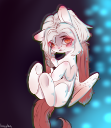 Size: 2600x3000 | Tagged: safe, artist:labglab, rcf community, oc, oc only, species:pegasus, species:pony, blood, error, female, glitch, knife, looking at you, mare, ponytail, red eyes, yandere