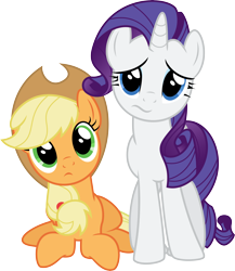 Size: 8950x10317 | Tagged: safe, artist:tryhardbrony, character:applejack, character:rarity, species:earth pony, species:pony, species:unicorn, absurd resolution, applejack's hat, clothing, cowboy hat, duo, hat, looking at you, show accurate, simple background, transparent background, vector