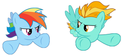 Size: 8192x3799 | Tagged: safe, artist:kiowa213, character:lightning dust, character:rainbow dash, species:pegasus, species:pony, episode:wonderbolts academy, duo, duo female, female, flying, looking at each other, mare, simple background, transparent background, vector, wings