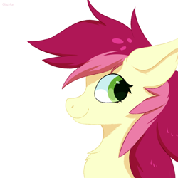 Size: 1024x1024 | Tagged: safe, artist:glazirka, character:roseluck, species:pony, bust, chest fluff, cute, cuteluck, ear fluff, female, portrait, profile, simple background, solo, white background