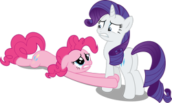 Size: 1152x693 | Tagged: safe, artist:itv-canterlot, character:pinkie pie, character:rarity, species:earth pony, species:pony, species:unicorn, episode:the gift of the maud pie, g4, my little pony: friendship is magic, duo, female, help, mare, simple background, transparent background, vector, wide eyes