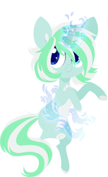 Size: 4000x6544 | Tagged: safe, artist:belka-sempai, oc, oc only, species:pony, species:unicorn, colored hooves, female, glowing horn, looking away, looking up, magic, mare, simple background, smiling, solo, white background