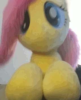Size: 286x350 | Tagged: safe, artist:joltage, character:fluttershy, species:pegasus, species:pony, animated, bouncing, dancing, female, gif, headbob, irl, party hard, photo, plushie, solo