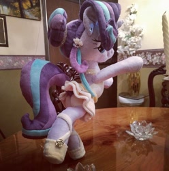 Size: 952x960 | Tagged: safe, artist:legadema, character:starlight glimmer, species:pony, episode:a royal problem, g4, my little pony: friendship is magic, alternate hairstyle, ass, ballerina, ballet slippers, bipedal, butt, clothing, dancing, female, glimmer glutes, glimmerina, irl, looking at you, looking back, looking back at you, photo, plot, plushie, raised hoof, solo, technically an upskirt shot, tutu