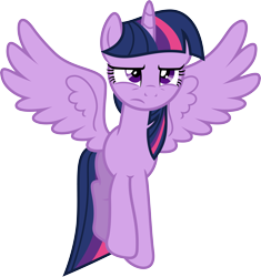 Size: 8463x9000 | Tagged: safe, artist:korsoo, character:twilight sparkle, character:twilight sparkle (alicorn), species:alicorn, species:pony, .svg available, absurd resolution, female, flying, frown, mare, simple background, solo, transparent background, twilight is not amused, unamused, vector, wings