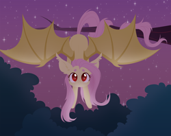 Size: 6000x4758 | Tagged: safe, artist:belka-sempai, character:flutterbat, character:fluttershy, species:bat pony, species:pony, bat ponified, bat wings, cute, female, looking at you, mare, night, outdoors, prehensile tail, race swap, red eyes, shyabates, shyabetes, solo, spread wings, tree branch, upside down, wings