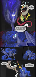 Size: 800x1682 | Tagged: safe, artist:jaeneth, character:discord, character:princess luna, comic:luna's thread, comic, dark background, dialogue, scared, speech bubble, text