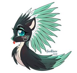 Size: 1800x1700 | Tagged: safe, artist:feekteev, oc, oc only, oc:alpine apotheon, species:pegasus, species:pony, bust, feathered mane, female, looking at you, silly, simple background, smiling, solo, tongue out, transparent background, ych result