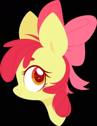 Size: 1250x1625 | Tagged: safe, artist:belka-sempai, character:apple bloom, species:pony, adorabloom, apple bloom's bow, black background, bow, bust, cute, female, hair bow, head only, portrait, profile, simple background, solo