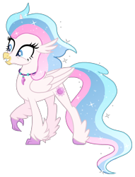 Size: 1298x1703 | Tagged: safe, artist:musical-medic, oc, oc only, oc:orella, parent:princess celestia, parent:queen novo, parents:novolestia, species:classical hippogriff, species:hippogriff, colored hooves, hybrid, interspecies offspring, magical lesbian spawn, offspring, simple background, solo, transparent background