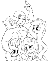 Size: 2200x2500 | Tagged: safe, artist:umgaris, character:fluttershy, character:rainbow dash, character:rarity, character:twilight sparkle, species:human, species:pegasus, species:pony, species:unicorn, feels, feels guy, hand, meme, meme face, wojak