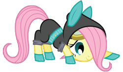 Size: 12000x7000 | Tagged: safe, artist:midnight--blitz, character:fluttershy, species:pegasus, species:pony, absurd resolution, bunny ears, clothing, cute, dangerous mission outfit, female, filly, goggles, hoodie, mare, shyabetes, simple background, solo, transparent background
