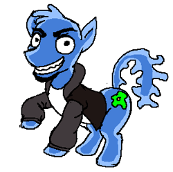 Size: 303x300 | Tagged: safe, artist:vinny van yiffy, species:pony, cell, clothing, facial hair, grin, jacket, male, osmosis jones, ponified, simple background, smiling, solo, stallion, white background