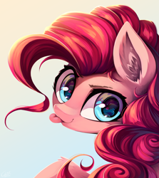 Size: 2320x2598 | Tagged: safe, artist:kaleido-art, character:pinkie pie, species:earth pony, species:pony, blep, bust, cute, diapinkes, ear fluff, female, leg fluff, looking at you, mare, portrait, silly, solo, tongue out