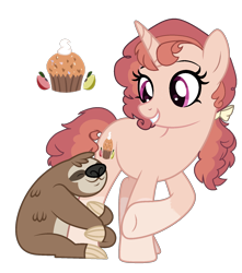 Size: 1520x1716 | Tagged: safe, artist:theapplebeauty, base used, oc, parent:big macintosh, parent:sugar belle, parents:sugarmac, species:pony, species:unicorn, female, mare, offspring, simple background, sloth, solo, transparent background