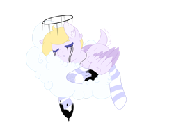 Size: 1600x1237 | Tagged: safe, artist:firepetalfox, oc, oc only, species:pegasus, species:pony, clothing, cloud, simple background, sleeping, socks, solo, striped socks, transparent background