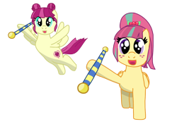 Size: 1008x710 | Tagged: safe, artist:fskindness, character:majorette, character:sour sweet, character:sweeten sour, species:pony, my little pony:equestria girls, baton, cheerleader, equestria girls ponified, female, flying, freckles, majorette, ponified, sisters, smiling at you, sweeten sour, sweetly and sourly, twin sisters