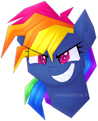 Size: 782x964 | Tagged: safe, artist:kimmyartmlp, character:evil pie hater dash, character:rainbow dash, species:pony, episode:secrets and pies, g4, my little pony: friendship is magic, adorapiehater, beautiful, best pony, best villain, cute, dashabetes, evil grin, fabulous, female, grin, majestic, mare, simple background, smiling, solo, transparent background
