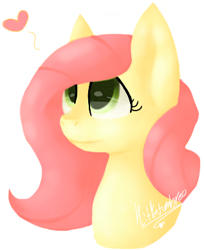Size: 317x389 | Tagged: safe, artist:penpale-heart, character:fluttershy, species:pony, bust, eye reflection, female, heart, looking up, mare, reflection, simple background, solo, speedpaint available, white background
