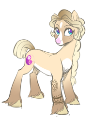 Size: 755x995 | Tagged: safe, artist:frowoppy, oc, oc only, oc:allura, species:earth pony, species:pony, braid, female, mare, simple background, solo, unshorn fetlocks, white background