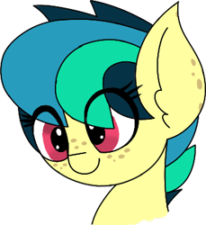 Size: 323x352 | Tagged: safe, artist:mrneo, oc, oc only, oc:apogee, species:pegasus, species:pony, bust, ear freckles, female, filly, freckles, portrait, simple background, smiling, solo, transparent background