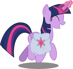 Size: 6474x6152 | Tagged: safe, artist:itv-canterlot, character:twilight sparkle, character:twilight sparkle (alicorn), species:alicorn, species:pony, episode:the hooffields and mccolts, g4, my little pony: friendship is magic, .ai available, .svg available, absurd resolution, cute, eyes closed, female, grin, happy, magic, mare, saddle bag, simple background, smiling, solo, telekinesis, transparent background, trotting, twiabetes, vector