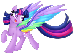 Size: 1493x1099 | Tagged: safe, artist:kimmyartmlp, character:twilight sparkle, character:twilight sparkle (alicorn), species:alicorn, species:pony, friendship is magic: rainbow roadtrip, g4, my little pony: friendship is magic, colored wings, cute, female, mare, multicolored wings, rainbow wings, simple background, solo, transparent background, twiabetes, wing bling, wings