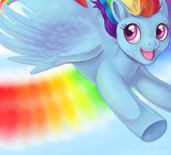 Size: 730x660 | Tagged: safe, artist:laurenmagpie, character:rainbow dash, g4, my little pony: friendship is magic, flying, happy, sonic rainboom