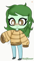 Size: 540x960 | Tagged: safe, artist:samyvillaly, character:wallflower blush, equestria girls:forgotten friendship, g4, my little pony: equestria girls, my little pony:equestria girls, blushing, chibi, clothing, cute, female, oversized clothes, solo, sweater