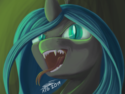 Size: 4000x3000 | Tagged: safe, artist:sigilponies, character:queen chrysalis, species:changeling, changeling queen, fangs, female, open mouth, solo