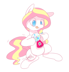 Size: 1239x1290 | Tagged: safe, artist:wishdream, oc, oc only, oc:bubble burst, bubblegum, candy, dispenser, food, gum, gumball, gumball machine, sitting, solo, tongue out
