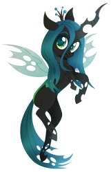 Size: 3868x6000 | Tagged: safe, artist:belka-sempai, character:queen chrysalis, species:changeling, absurd resolution, changeling queen, cute, cutealis, female, looking at you, rearing, simple background, smiling, solo, stray strand, three quarter view, transparent background