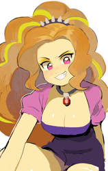 Size: 779x1229 | Tagged: safe, artist:hotomura, character:adagio dazzle, equestria girls:rainbow rocks, g4, my little pony: equestria girls, my little pony:equestria girls, adoragio, big breasts, breasts, busty adagio dazzle, cleavage, cute, evil grin, female, gem, grin, looking at you, schrödinger's pantsu, siren gem, smiling, solo