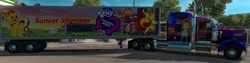 Size: 1280x325 | Tagged: safe, artist:pabrony83, character:sunset shimmer, species:human, species:pony, my little pony:equestria girls, american truck simulator, cutie mark, game screencap, kenworth w900, truck, video game