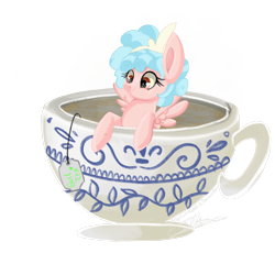 Size: 2048x2048 | Tagged: safe, artist:sweetkllrvane, character:cozy glow, species:pony, cozybetes, cup, cup of pony, cupcake, cute, female, filly, food, micro, tea