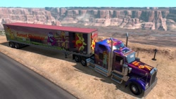 Size: 1192x670 | Tagged: safe, artist:pabrony83, character:sunset shimmer, species:human, species:pony, my little pony:equestria girls, american truck simulator, arizona, cutie mark, female, game screencap, grand canyon, kenworth, kenworth w900, truck, video game