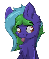 Size: 1216x1451 | Tagged: safe, artist:nighty, oc, oc only, oc:weldbead, species:earth pony, species:pony, blep, bust, chest fluff, colored pupils, ear fluff, fluffy, male, simple background, solo, tongue out, transparent background
