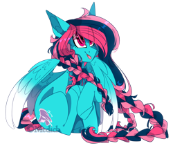Size: 966x827 | Tagged: safe, artist:mediasmile666, oc, oc only, oc:layta rc, species:pegasus, species:pony, art trade, braid, cutie mark, eye clipping through hair, female, mare, sidemouth, simple background, smiling, solo, speedpaint available, tongue out, transparent background