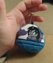 Size: 824x970 | Tagged: safe, artist:sew_adorkable, species:siren, chibi, commission, fins, fish tail, gacha, hand, horn, irl, kellin quinn, keychain, male, photo, sleeping with sirens, solo