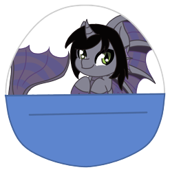 Size: 954x965 | Tagged: safe, artist:sew_adorkable, species:siren, basket, chibi, commission, cute, fins, fish tail, gacha, horn, kellin quinn, looking at you, male, simple background, sleeping with sirens, slit eyes, smiling, solo, transparent background